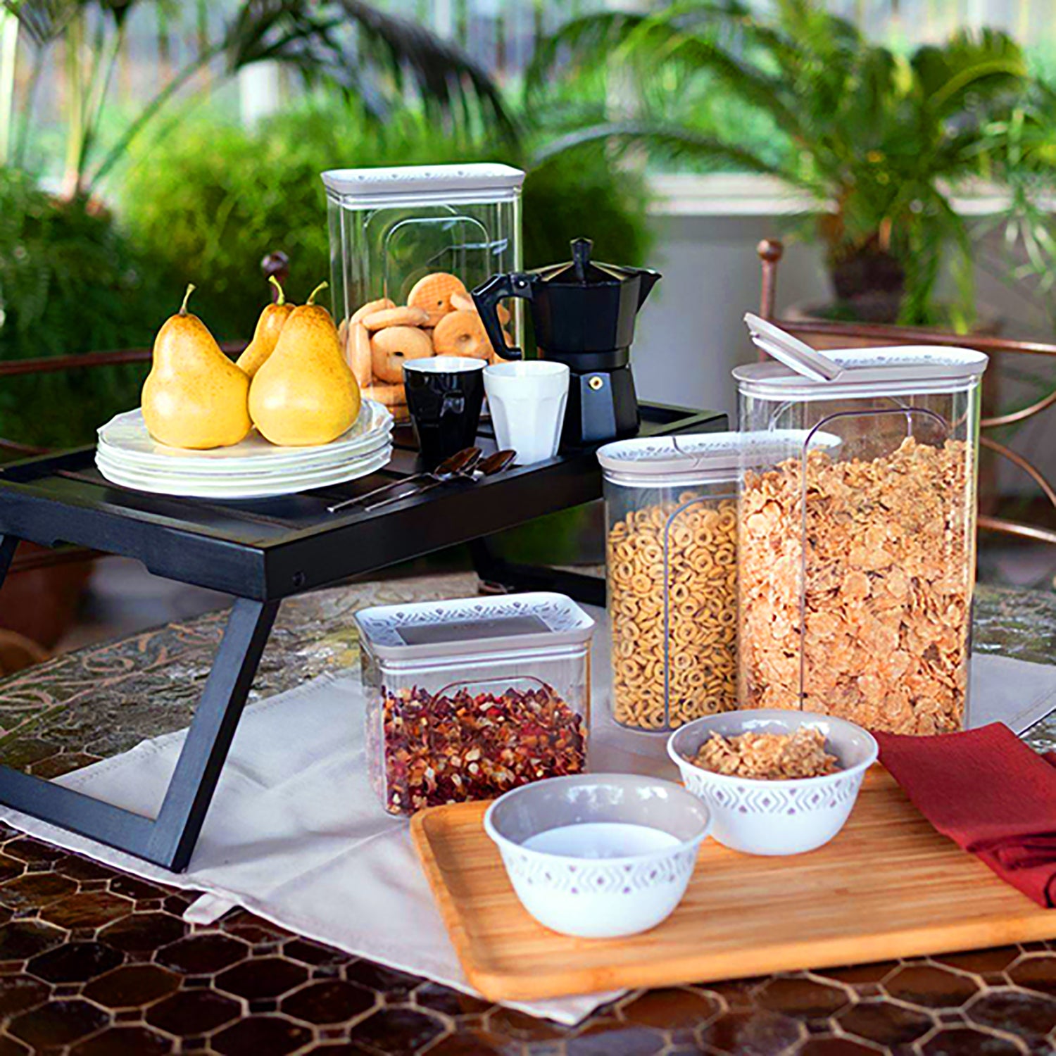 STEFANPLAST - Barattolo Portacereali Bianco e Tortora Linea Tosca 2 Litri