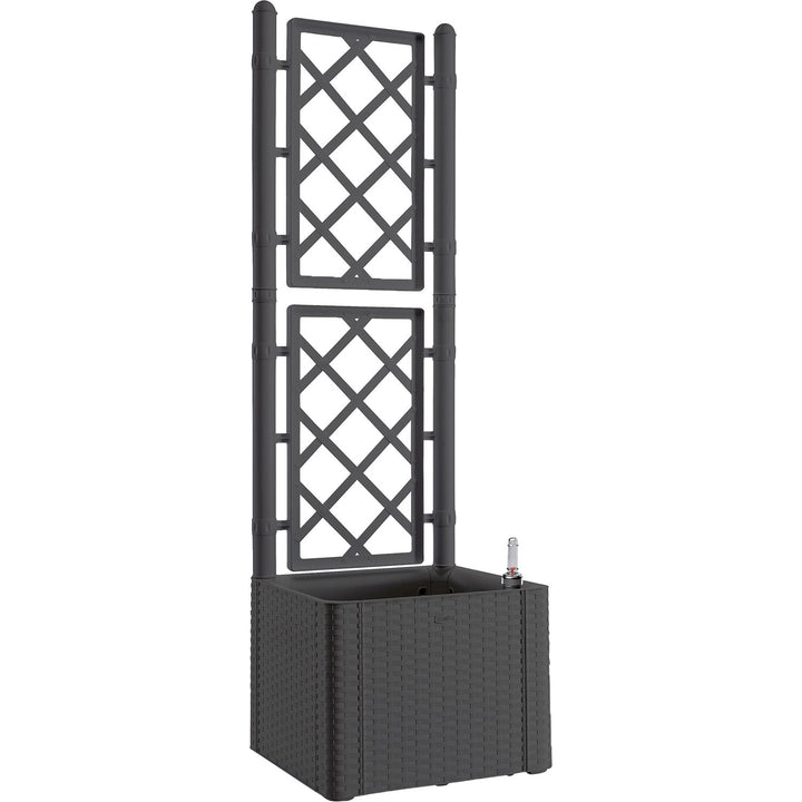 STEFANPLAST - Fioriera Quadra Natural Deluxe Antracite con spalliera - h142x43x43 cm