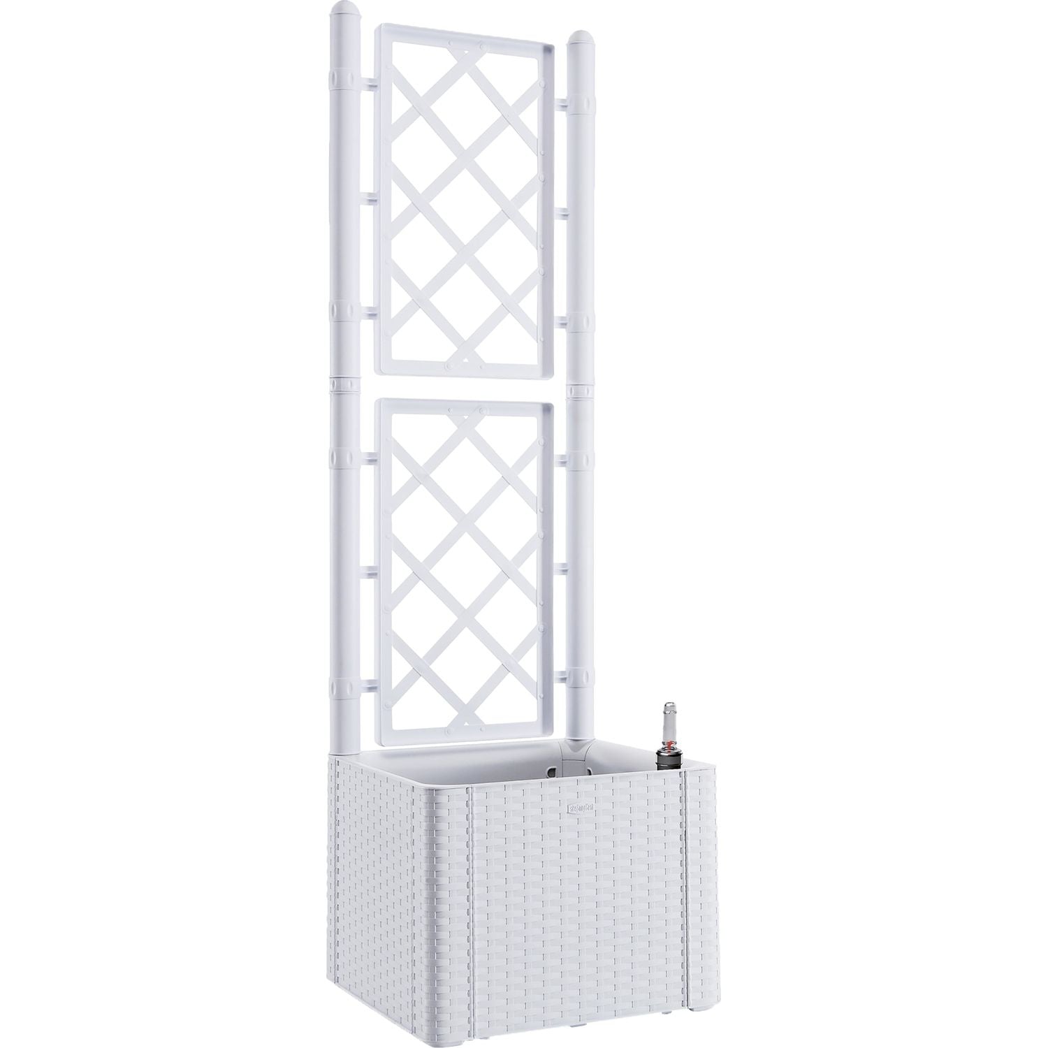 STEFANPLAST - Fioriera Quadra Natural Deluxe Bianco con spalliera - h142x43x43 cm