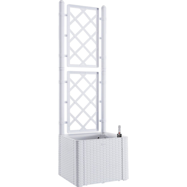 STEFANPLAST - Fioriera Quadra Natural Deluxe Bianco con spalliera - h142x43x43 cm