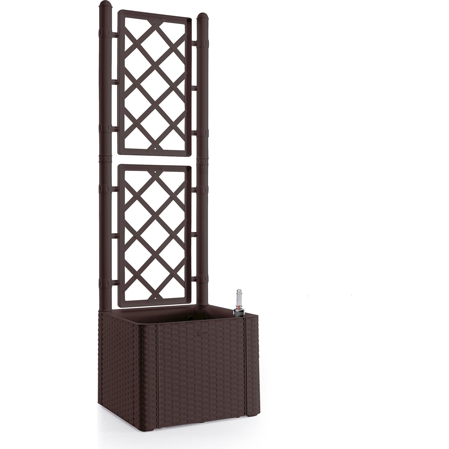 STEFANPLAST - Fioriera Quadra Natural Deluxe Marrone con spalliera - h142x43x43 cm