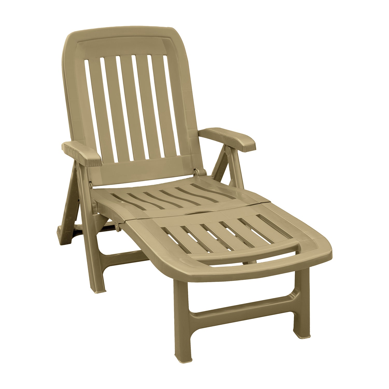 GRANDSOLEIL - Lettino Prendisole Venezia Juta in Resina con Schienale Reclinabile e Ruote - h30x190x74 cm