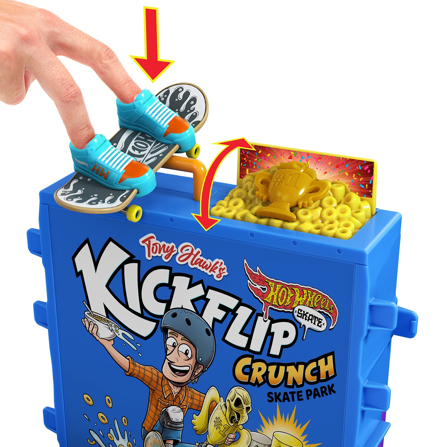 MATTEL - Hot Wheels Tony Hawk Skate Cereal Bowl Set con Fingerboard