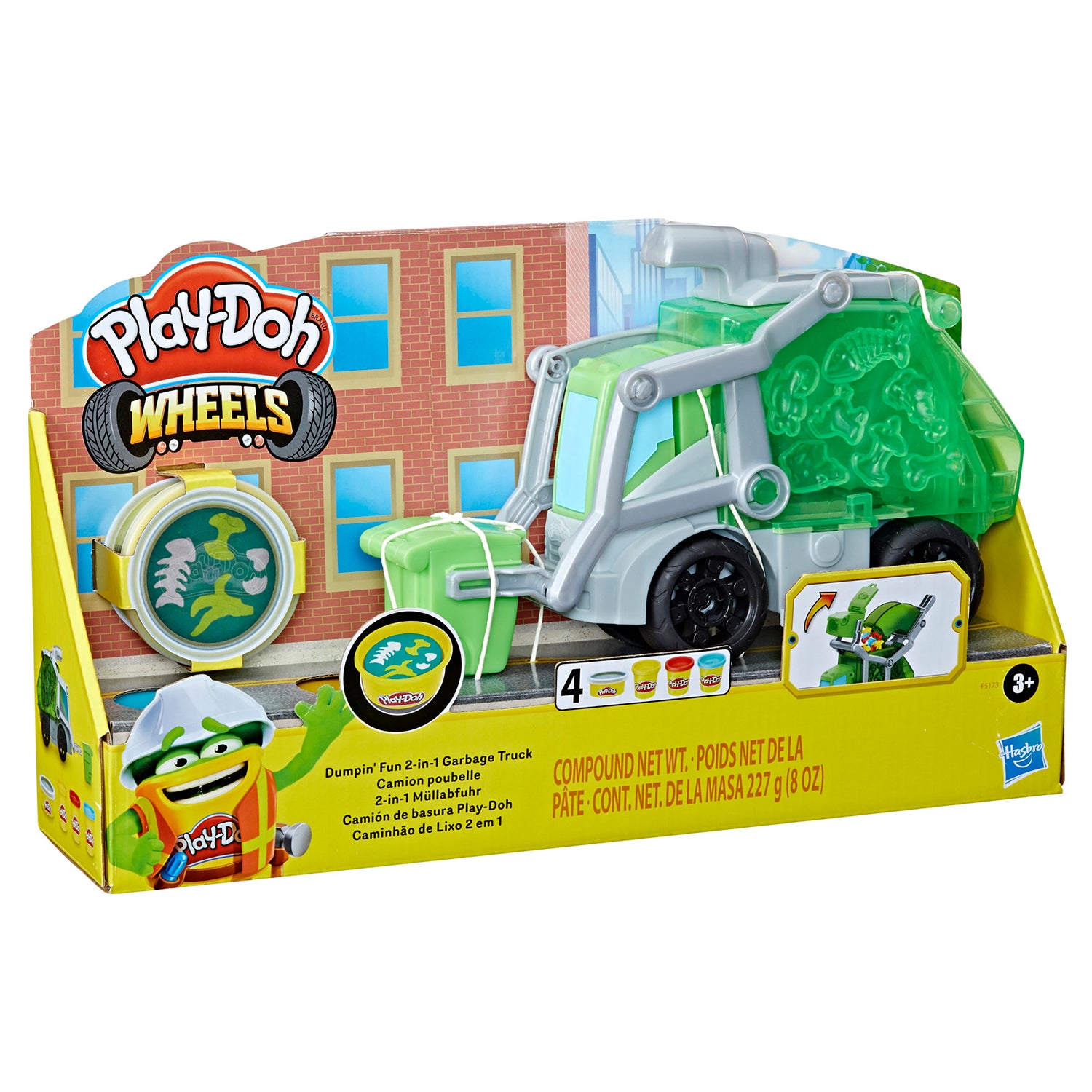 HASBRO - Play-Doh Wheels Camion della Spazzatura 2 in 1 - Gioco Creativo per Bambini