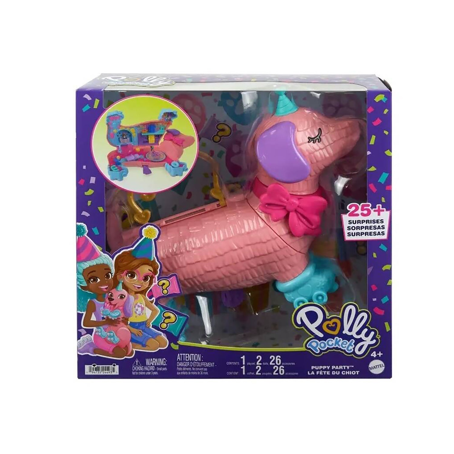 MATTEL - Polly Pocket Puppy Party La festa dei Cuccioli - Playset con 25 Sorprese