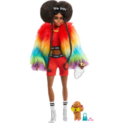 MATTEL - Barbie Extra Bambola Pelliccia Arcobaleno