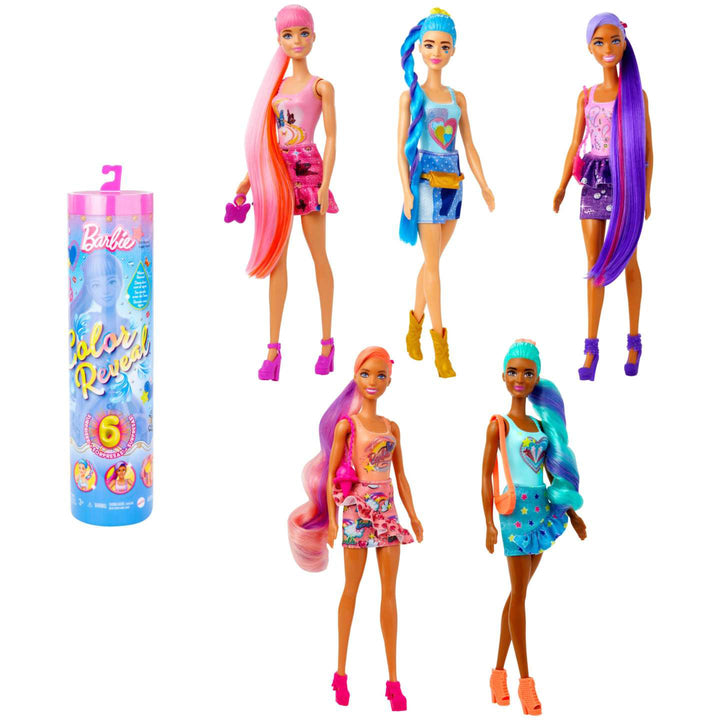 MATTEL - Barbie Color Reveal Serie Jeans - Bambola con 6 sorprese