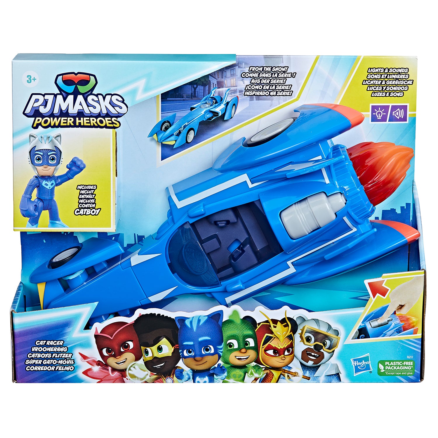 HASBRO - PJ Masks Super pigiamini Cat Racer Veicolo con luci e suoni