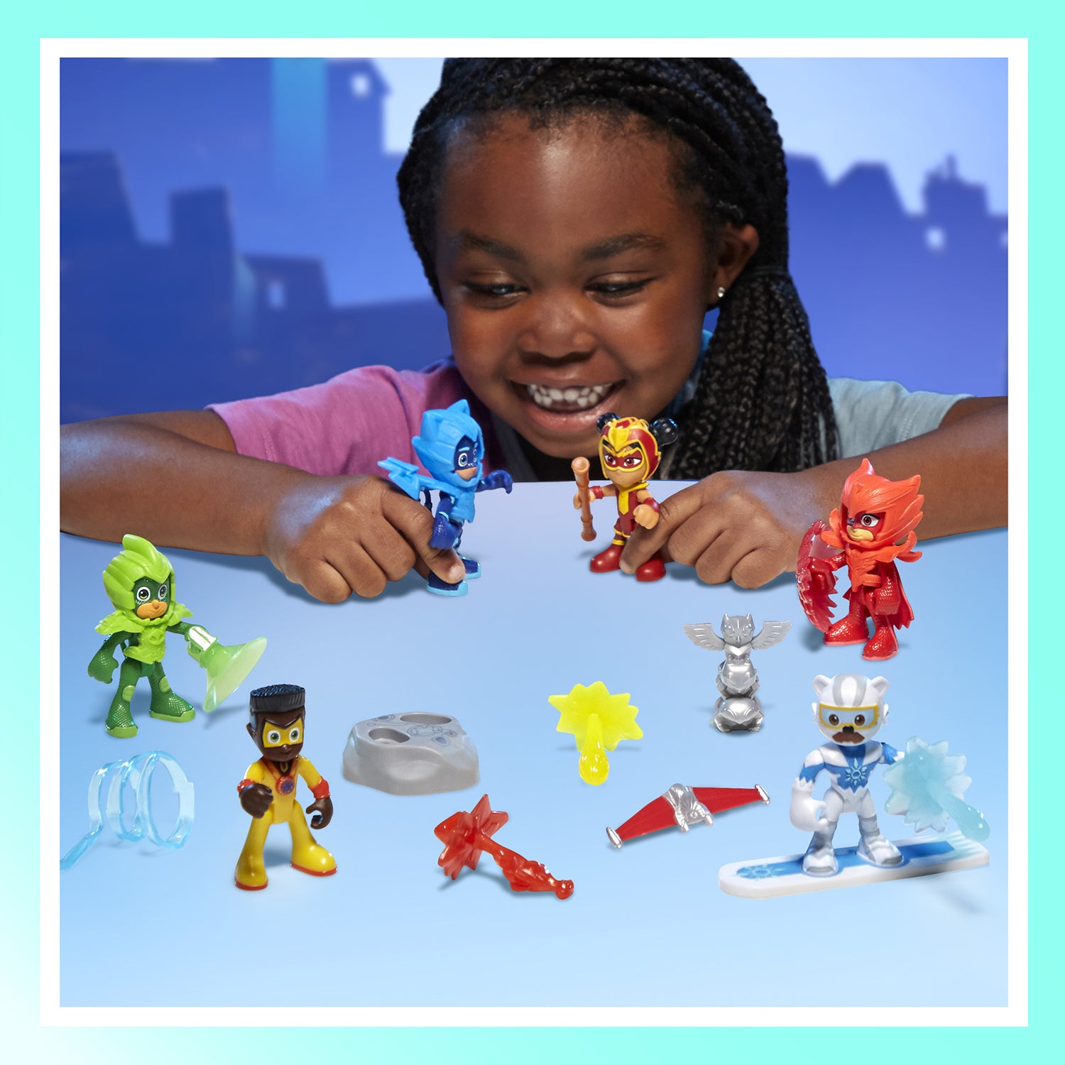 HASBRO - PJ Masks Power Heroes Set 6 Personaggi con Accessori 20 Pezzi
