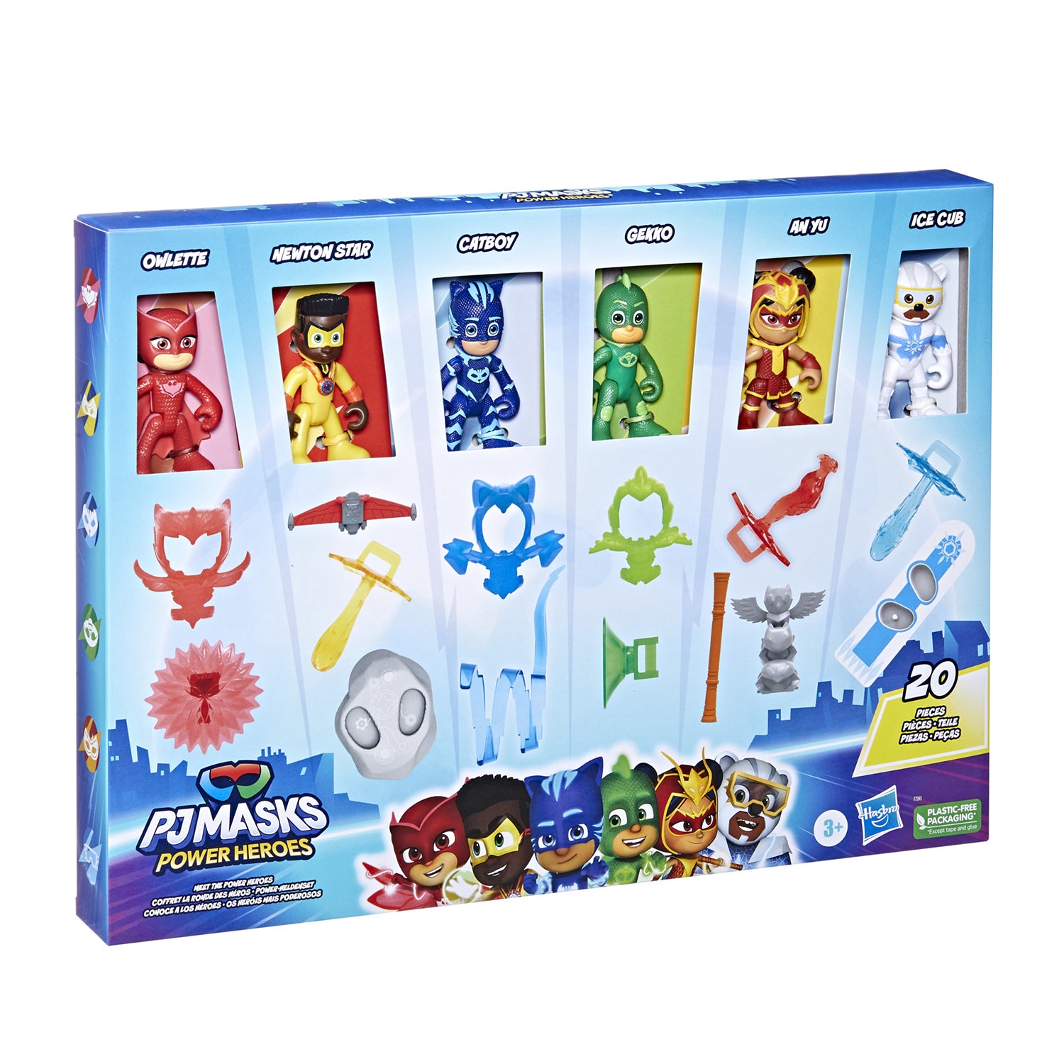 HASBRO - PJ Masks Power Heroes Set 6 Personaggi con Accessori 20 Pezzi
