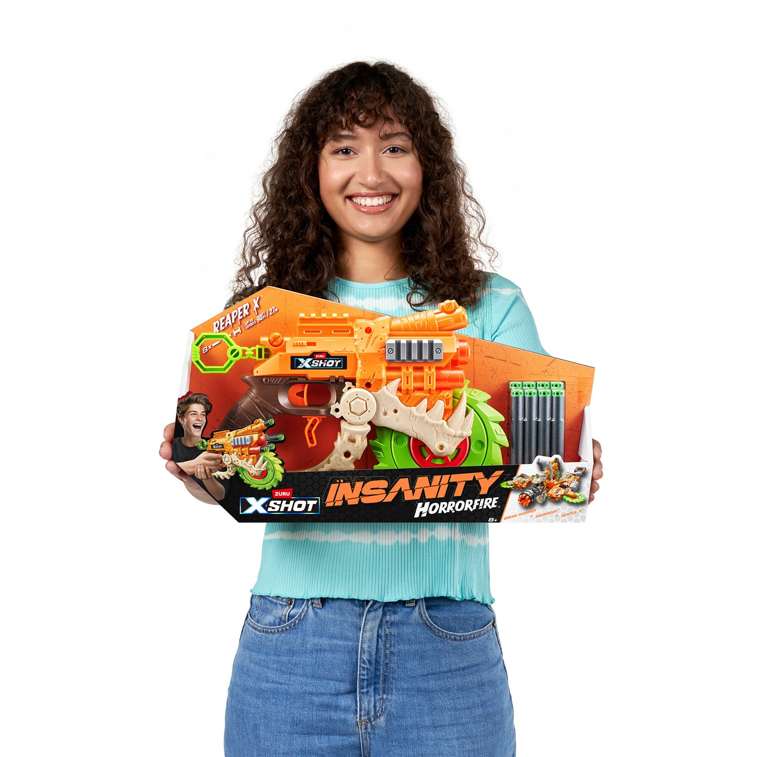 ZURU - XShot Insanity HorrorFire Reaper X con Lama Rotante e 8 Dardi inclusi