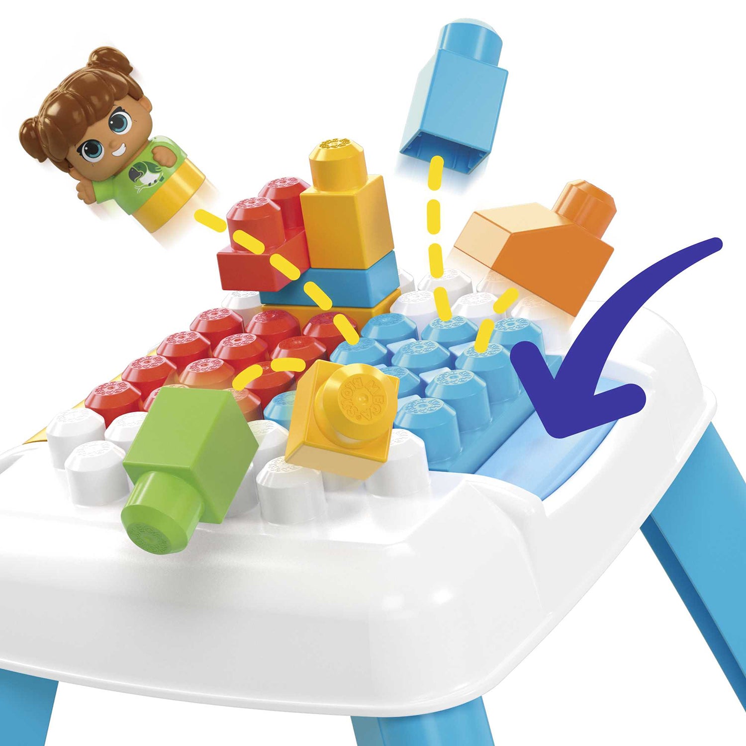 FISHER PRICE - Mega Bloks Tavolo Costruzioni Bimbi 1+ con Blocchi e Personaggio