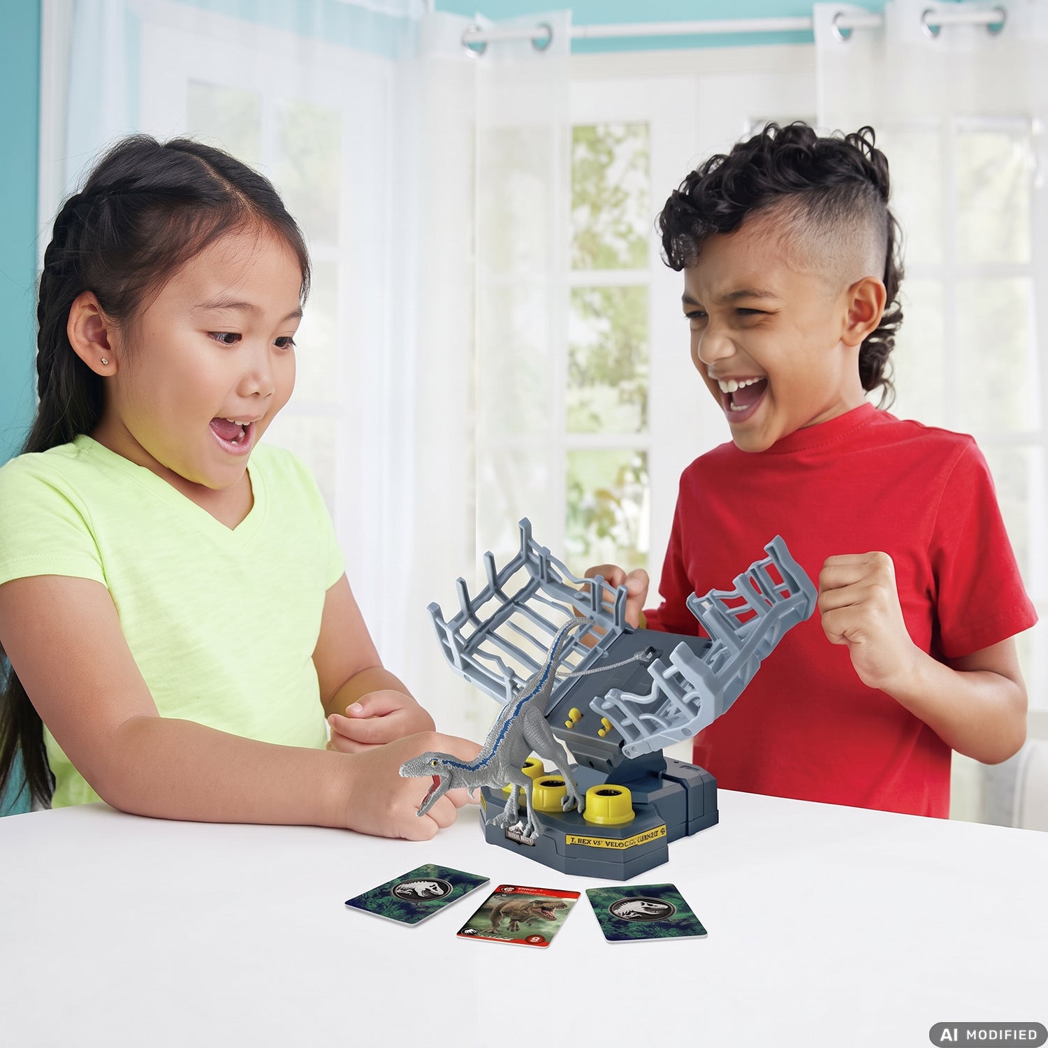 EPOCH GAMES - Jurassic World Cage Breaker Gioco d'Azione con Velociraptor Blue 4+ Anni