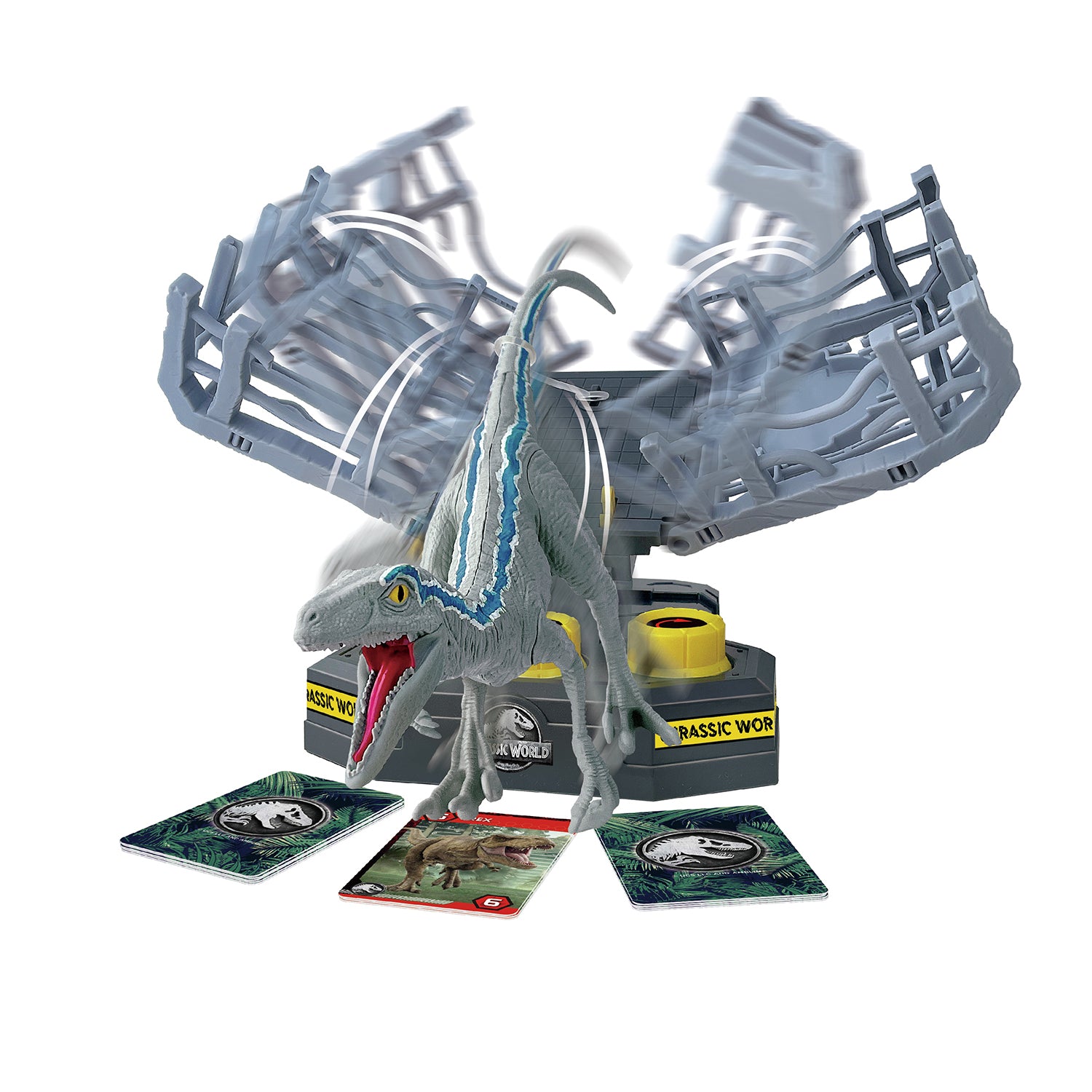 EPOCH GAMES - Jurassic World Cage Breaker Gioco d'Azione con Velociraptor Blue 4+ Anni