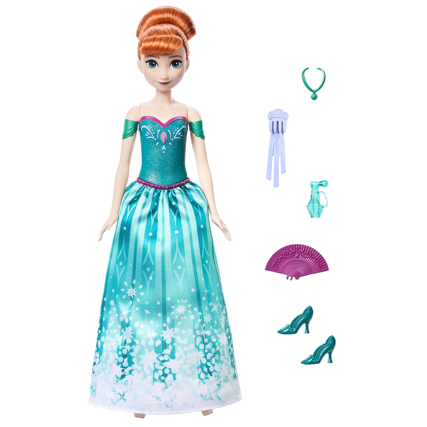 MATTEL - Disney Frozen Spin & Reveal Anna Bambola con 11 Sorprese e Accessori