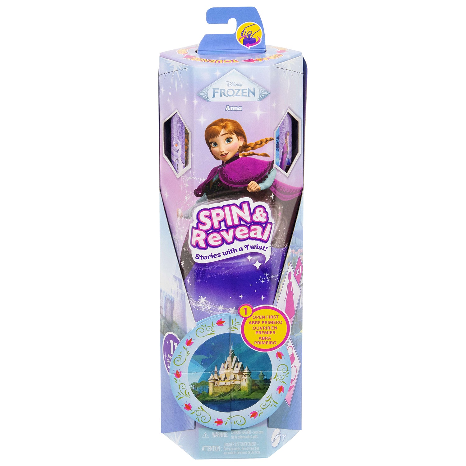MATTEL - Disney Frozen Spin & Reveal Anna Bambola con 11 Sorprese e Accessori