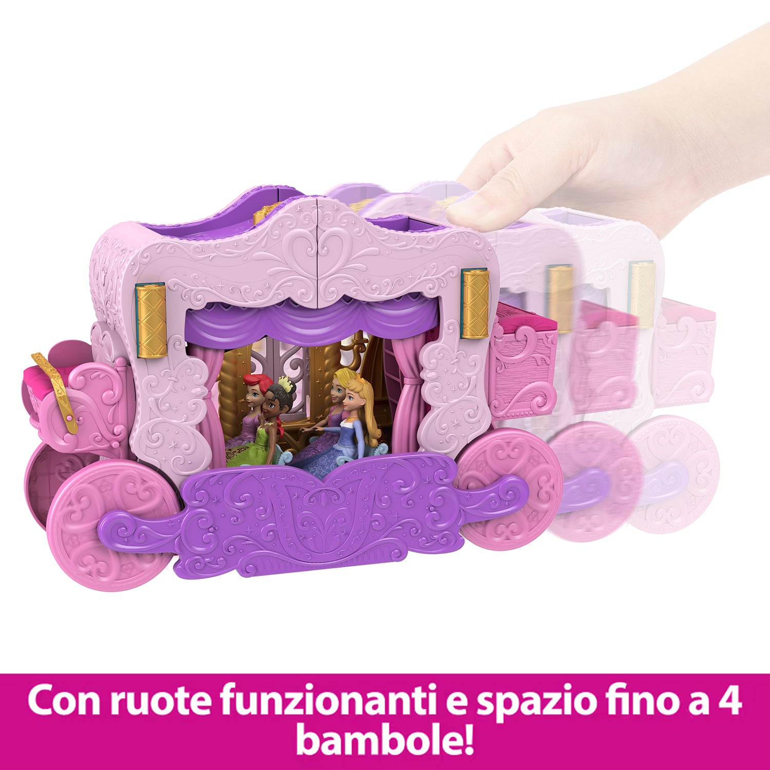MATTEL - Disney Princess Playset 2 in 1 Castello Carrozza con Mini Bambola Aurora e Accessori