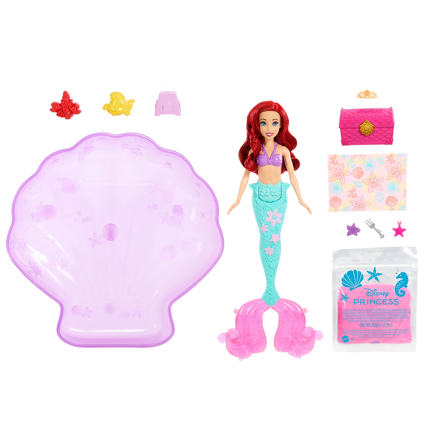 MATTEL - Disney Princess Ariel con Piscina e Sabbia Modellabile - Set Bambola e Accessori