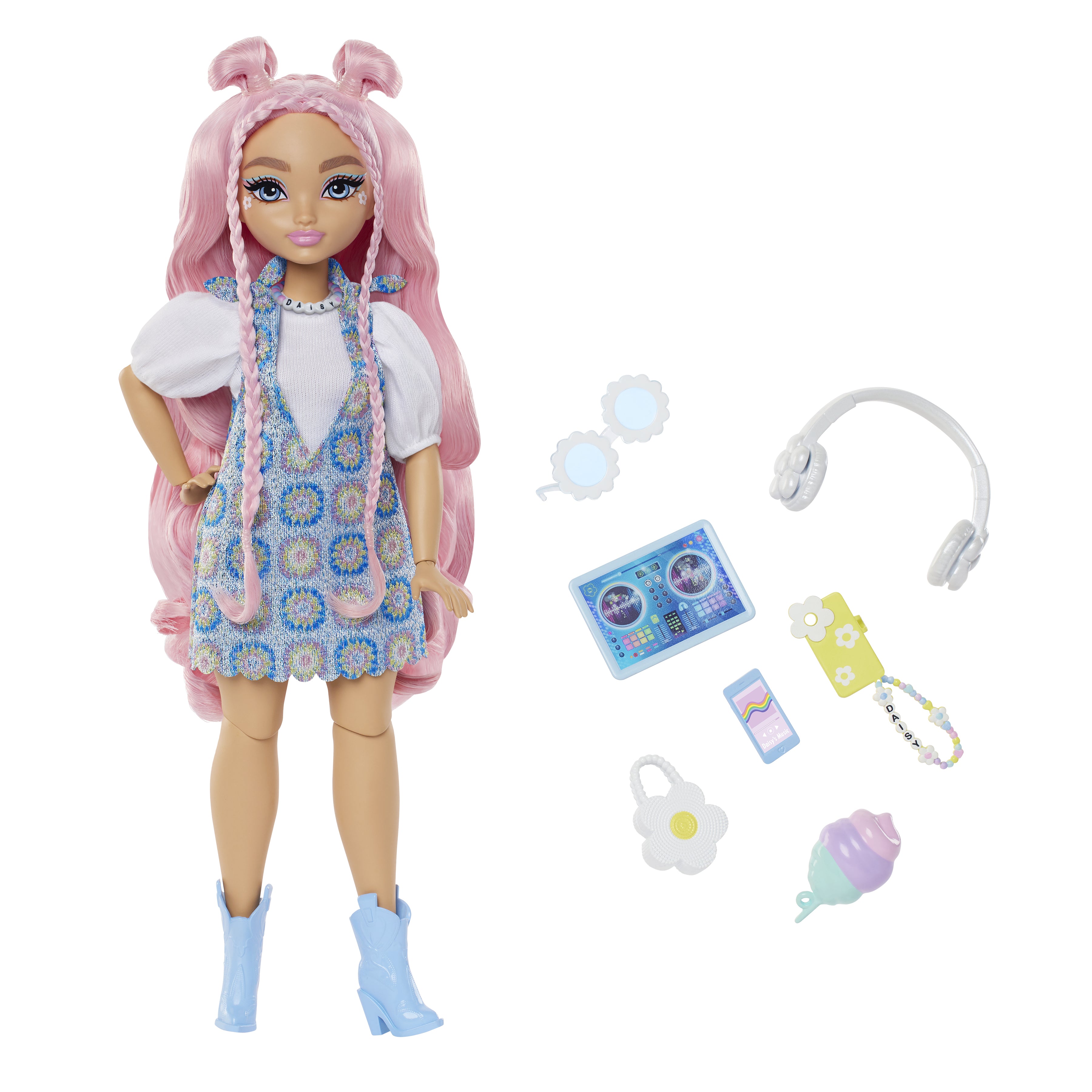 MATTEL - Barbie Dream Besties Bambola Daisy Jean con 9 accessori a tema DJ & Music