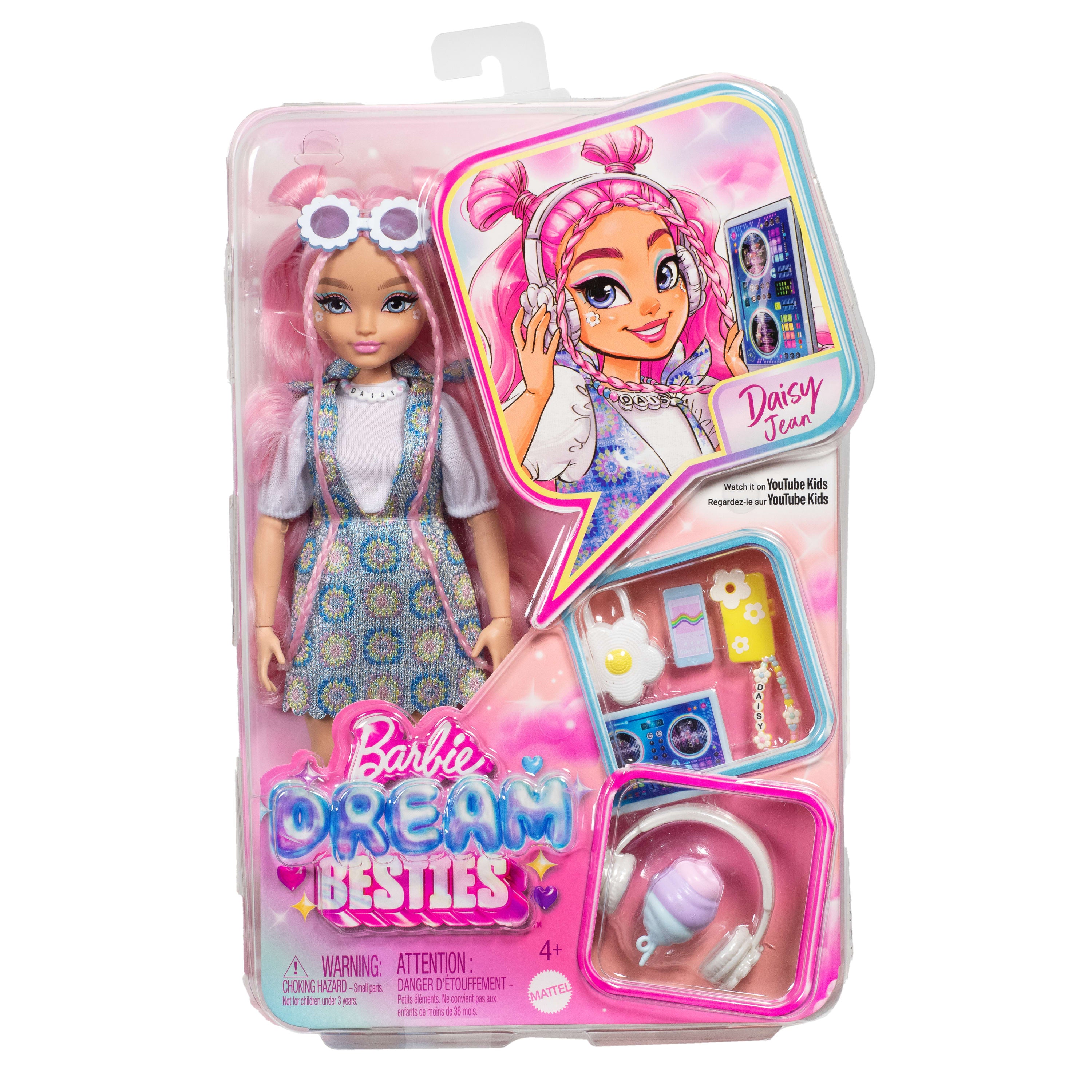 MATTEL - Barbie Dream Besties Bambola Daisy Jean con 9 accessori a tema DJ & Music