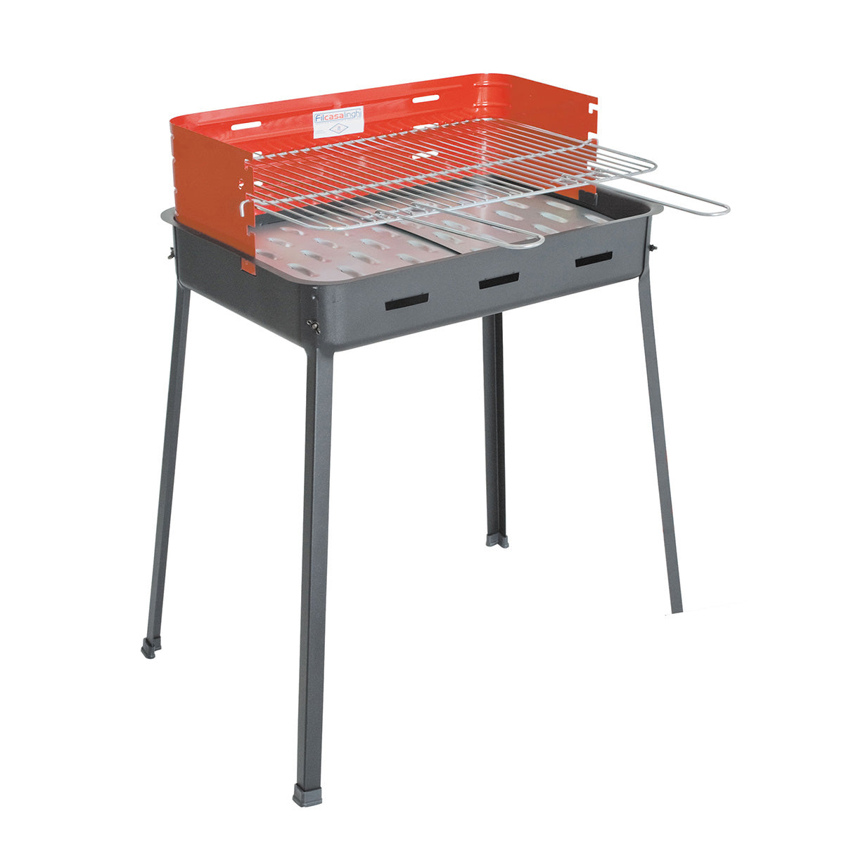 FILCASALINGHI - Barbecue Mega in Acciaio Verniciato con Griglia Regolabile 3 Posizioni - h88x63x43 cm