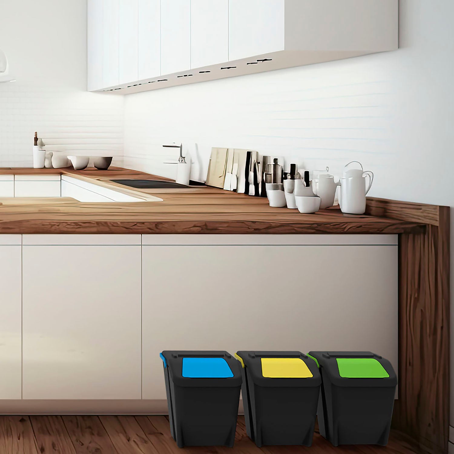 RECA PLAST - Pattumiera per la raccolta differenziata 25 litri - set 3 pezzi