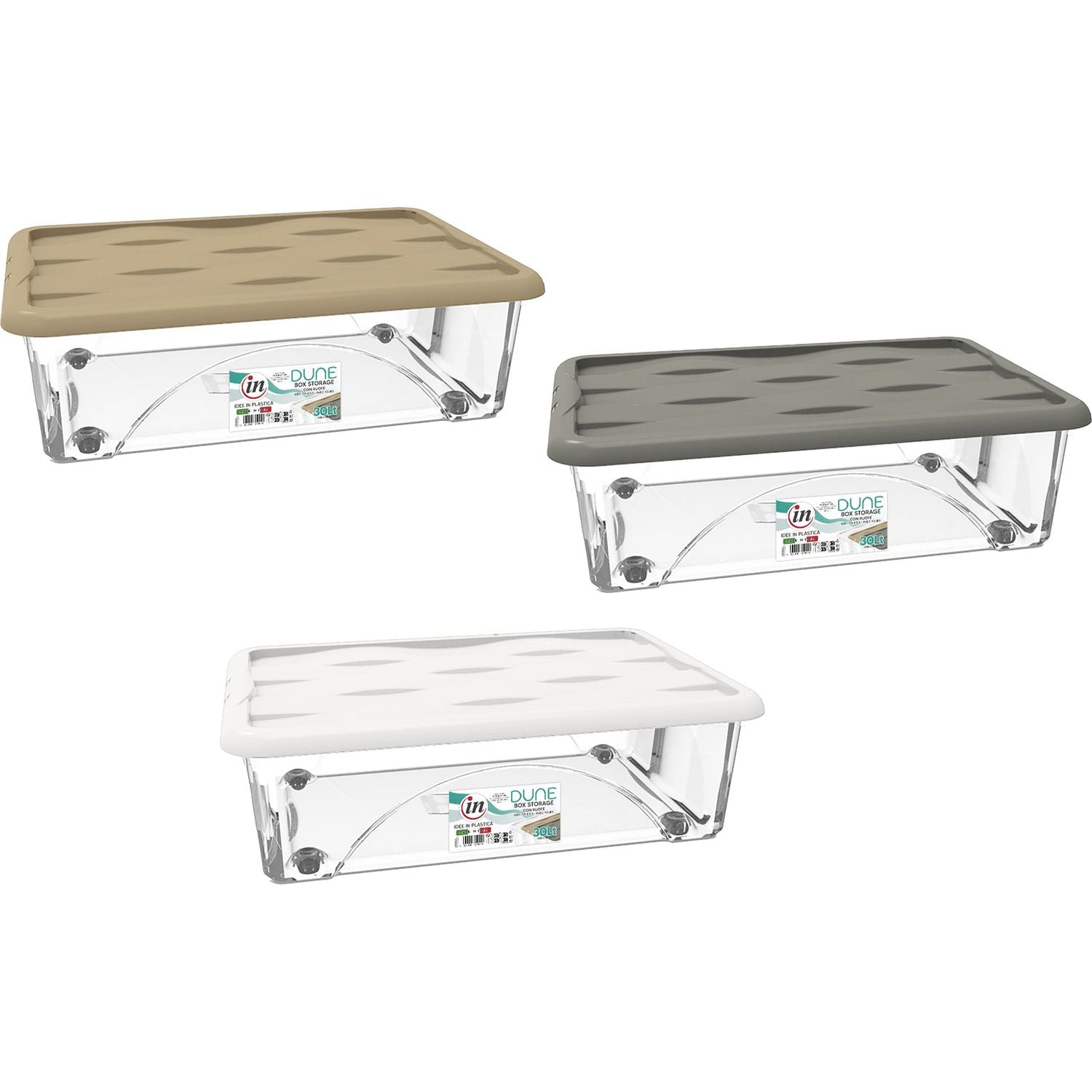 RECA PLAST - Contenitore Multiuso Storage Box Dune con ruote 30 litri - h18x60x40 cm