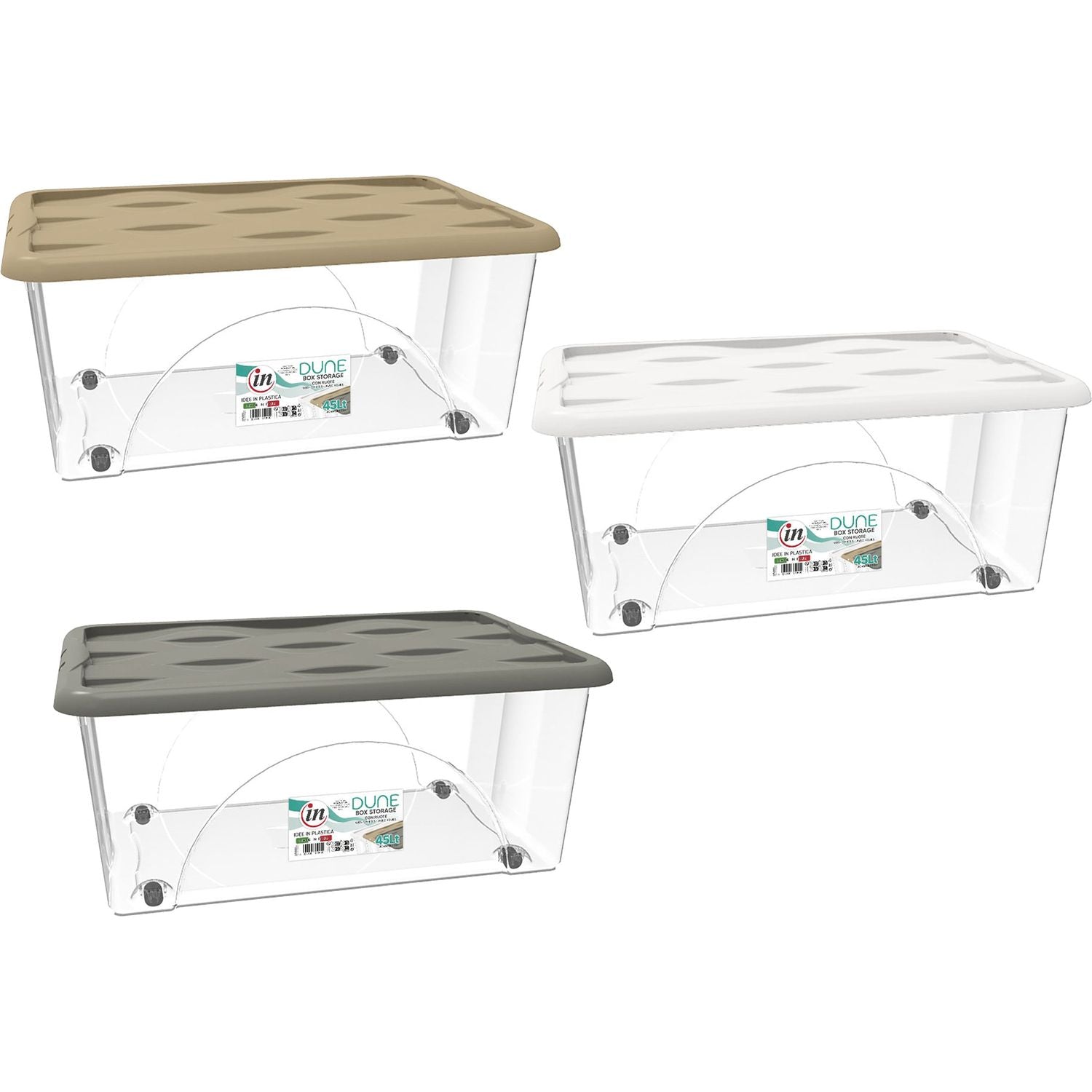 RECA PLAST - Contenitore Multiuso Storage Box Dune con ruote 45 litri - h25x60x40 cm