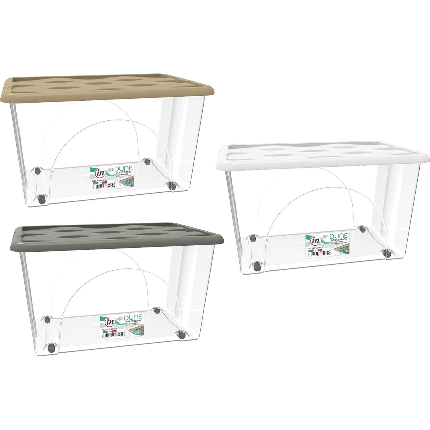 RECA PLAST - Contenitore Multiuso Storage Box Dune con ruote 60 litri - h33x60x40 cm