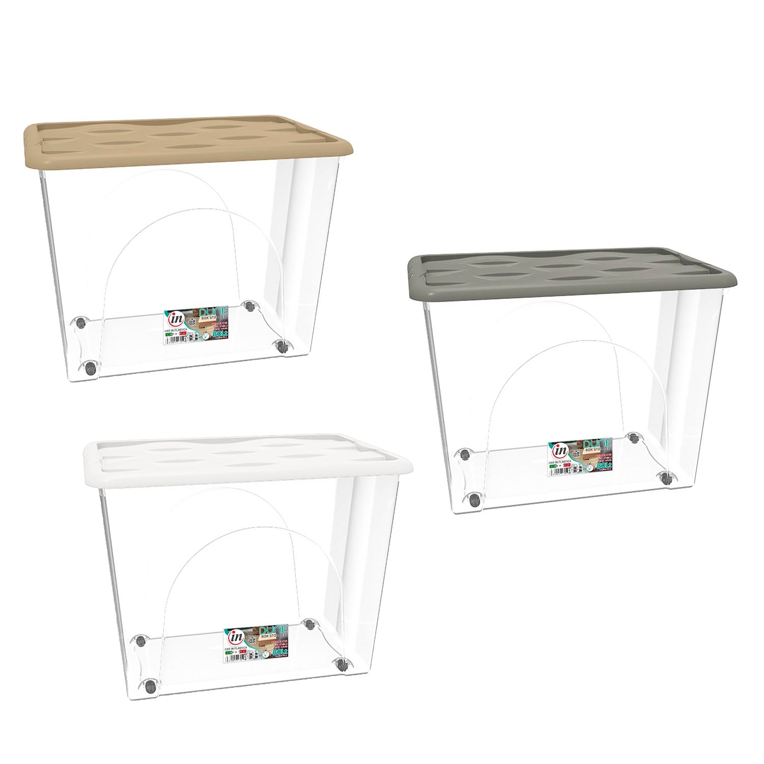 RECA PLAST - Contenitore Multiuso Storage Box Dune con ruote 80 litri - h45x60x40 cm