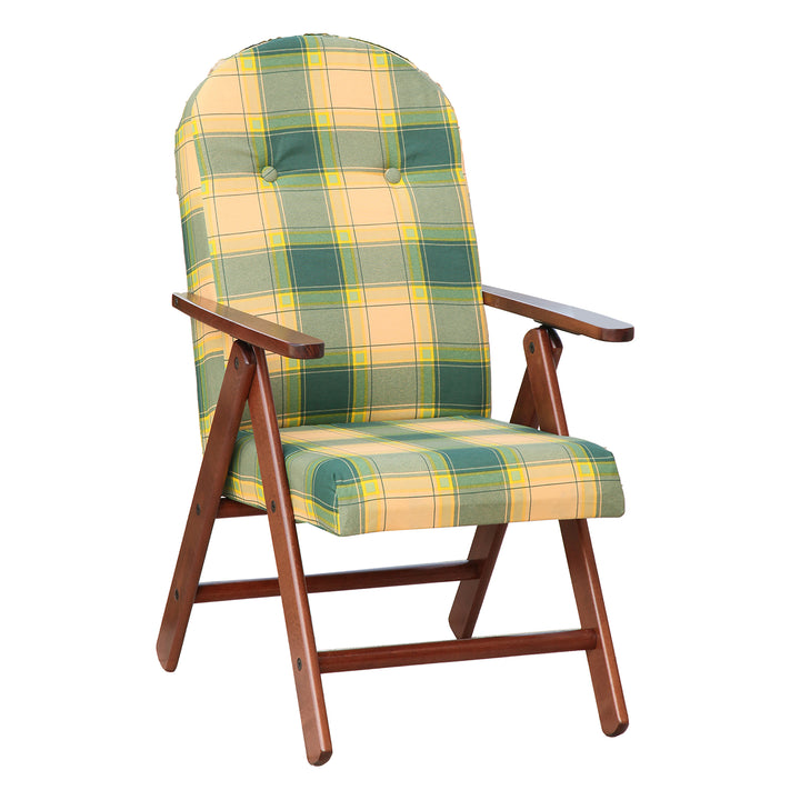 Poltrona Relax In Legno Con Cuscino Quadrettoni | Verde | Made In Italy | 3 Posizioni | Portata 110 Kg - Foto 10