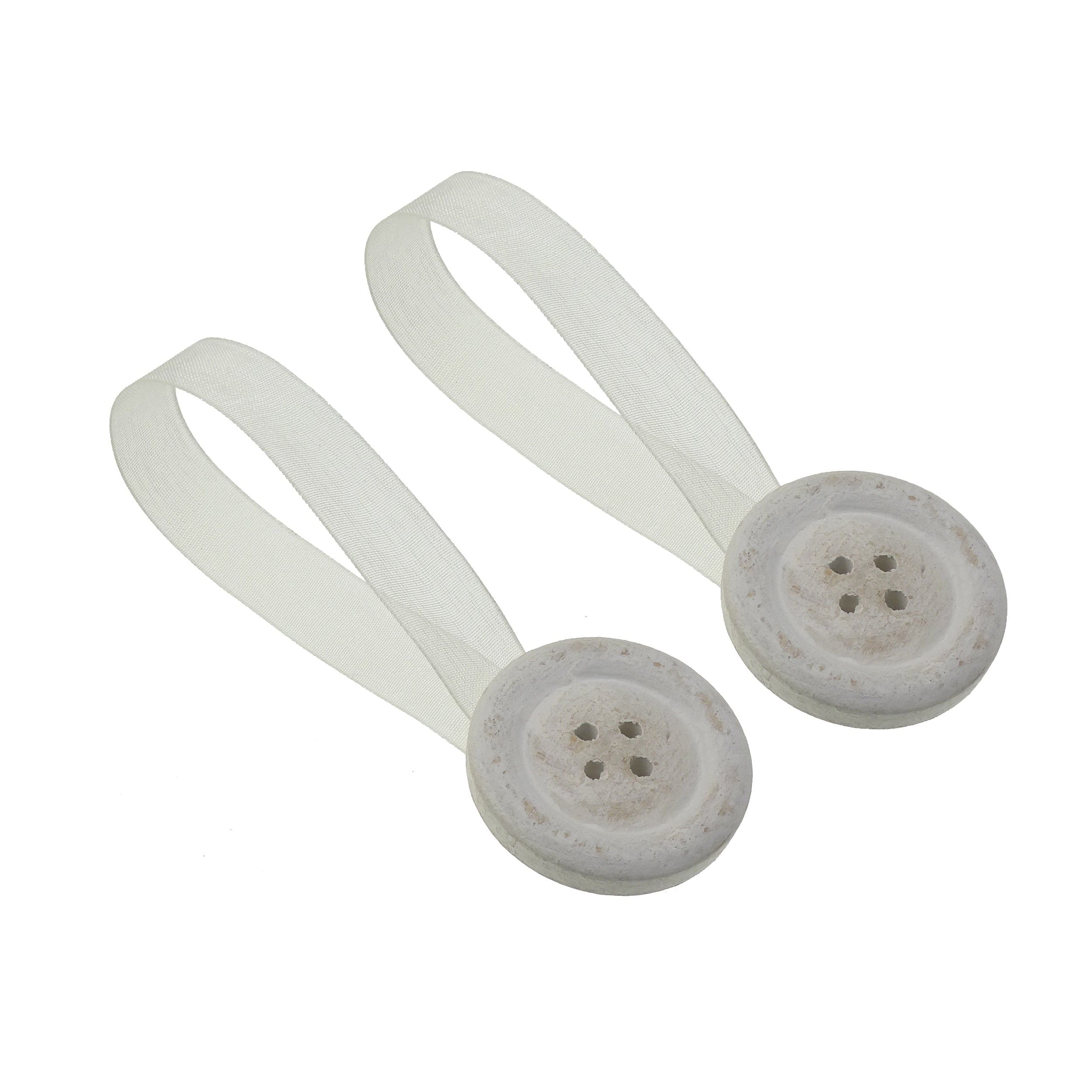 BBLINE - Calamita Ferma tenda in legno Bottone Shabby Bianco - set 2 pezzi