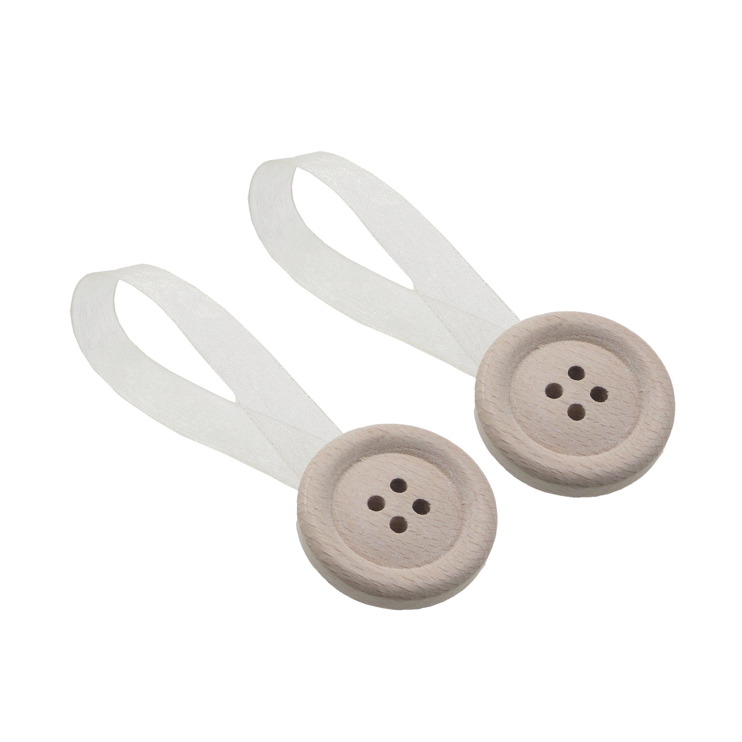 BBLINE - Calamita Ferma tenda in legno Bottone Sbiancato - set 2 pezzi