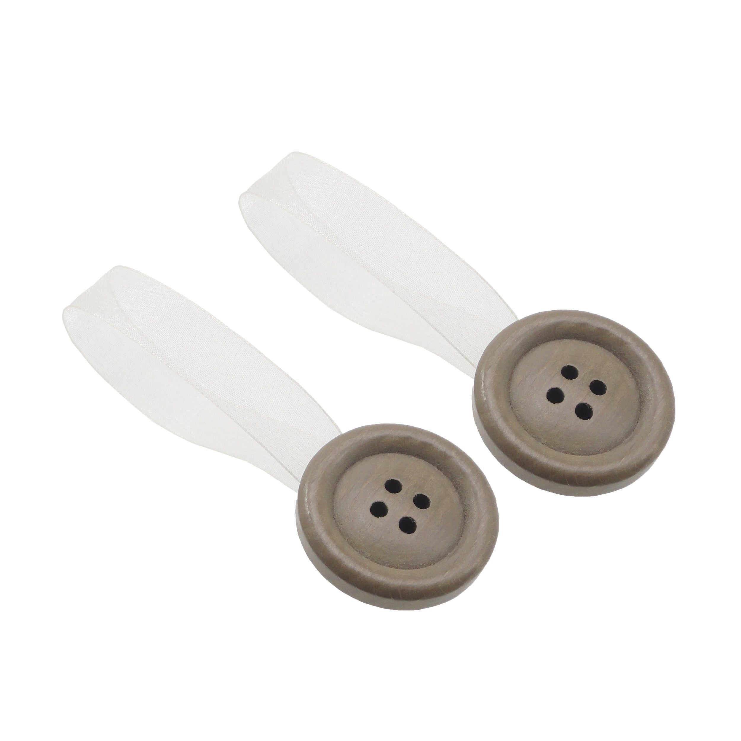 BBLINE - Calamita Ferma tenda in legno Bottone Tortora - set 2 pezzi