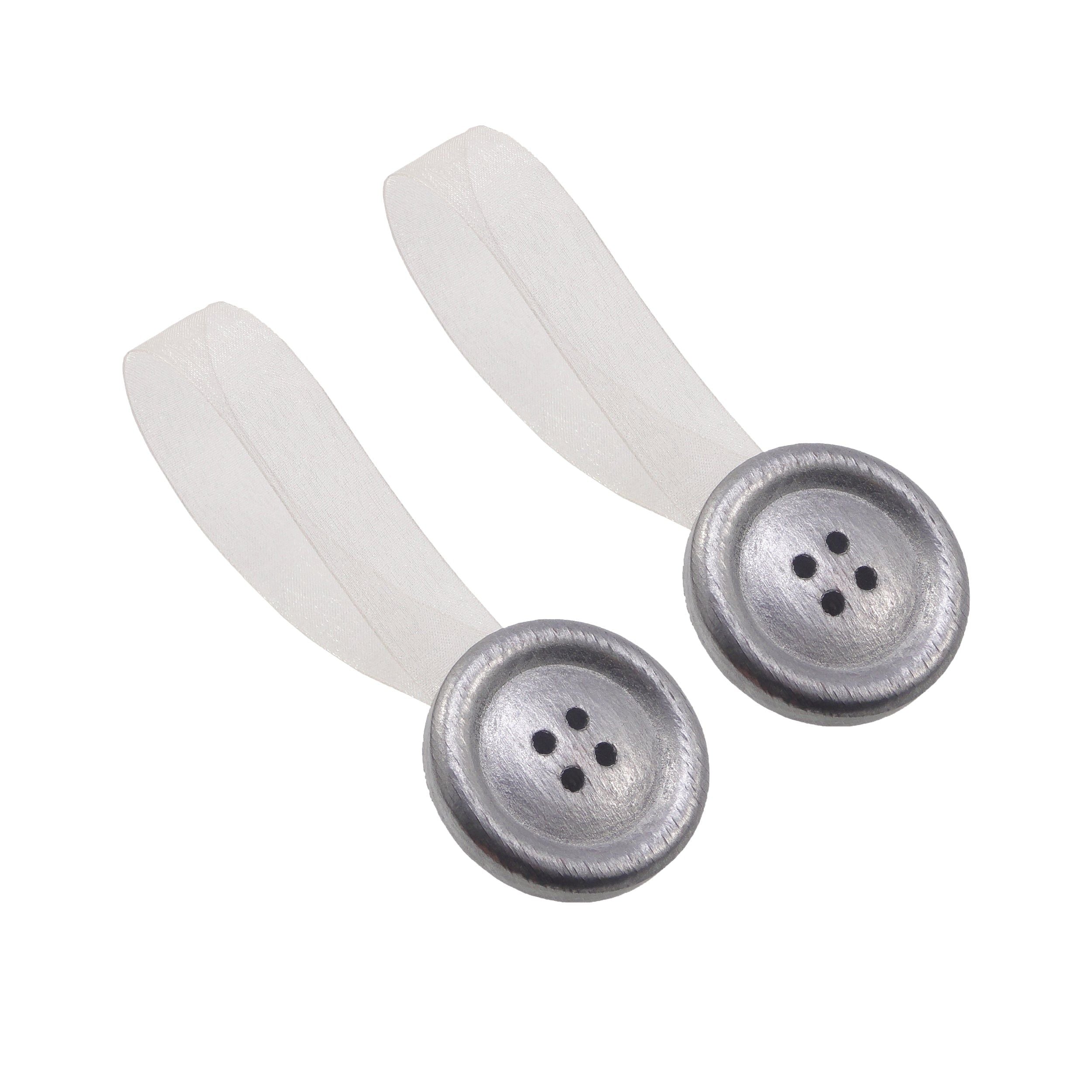 BBLINE - Calamita Ferma tenda in legno Bottone Argento - set 2 pezzi