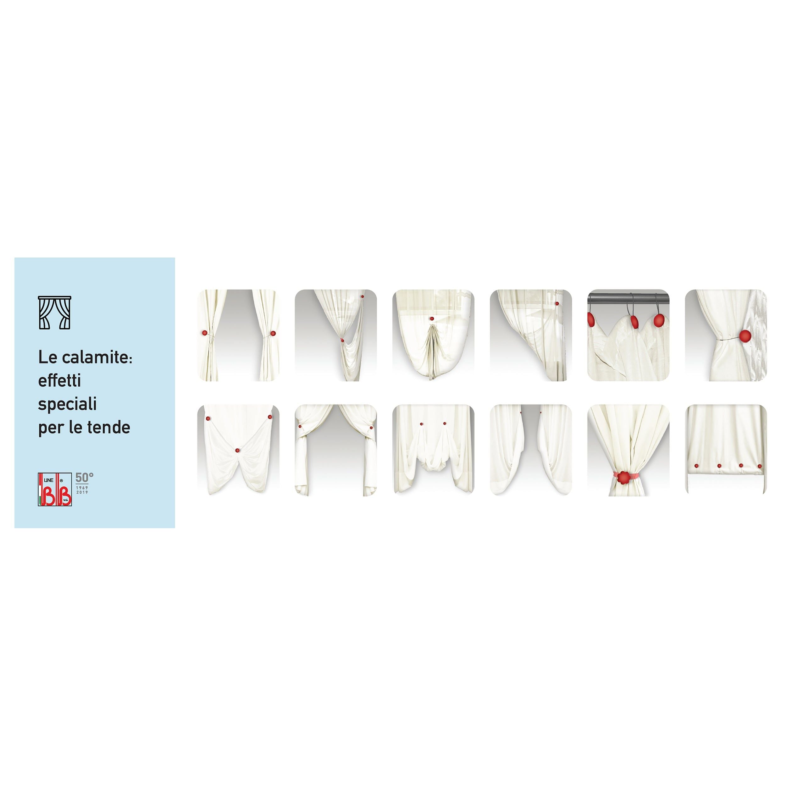 BBLINE - Calamita Ferma tenda in legno Bottone Shabby Bianco - set 2 pezzi