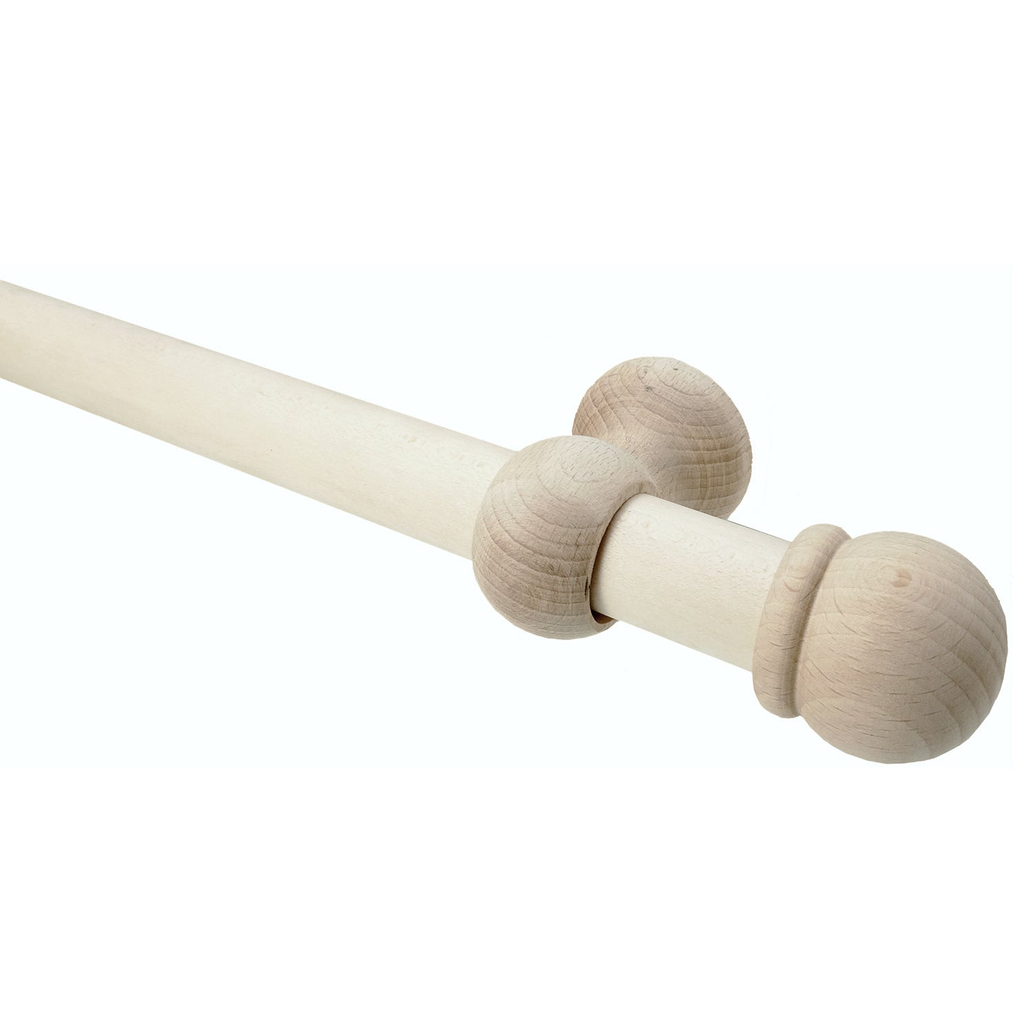 BBLINE - Kit Bastone in Legno per Tende Elisa Grezzo - Lunghezza 200 cm diametro 28 cm