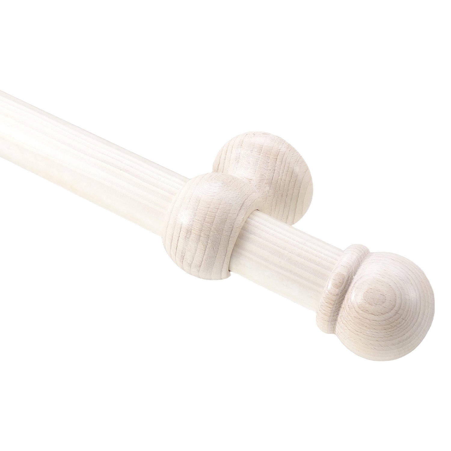 BBLINE - Kit Bastone in Legno per Tende Elisa Sbiancato - Lunghezza 200 cm diametro 28 cm