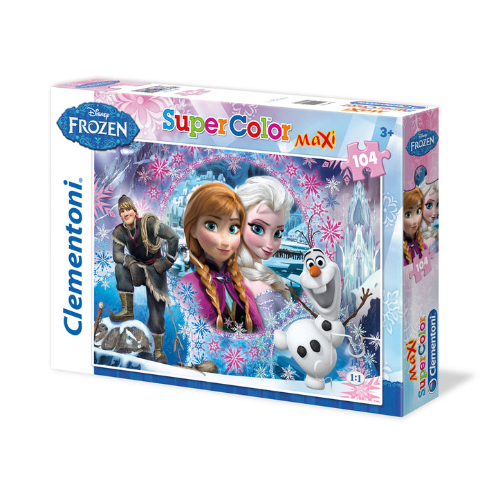CLEMENTONI - Puzzle Frozen 104 Pezzi Maxi SuperColor - Puzzle Disney Bambini 3+