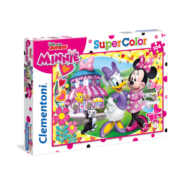 CLEMENTONI - Puzzle Minnie Happy Helpers 104 Pezzi Maxi SuperColor - Puzzle Disney Junior Bambini 3+