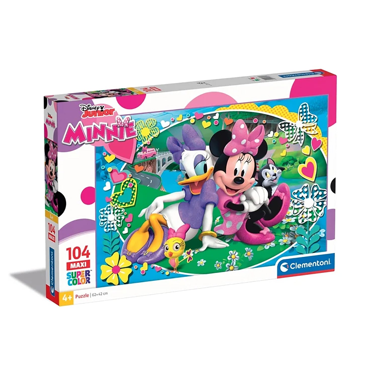 CLEMENTONI - Puzzle Minnie & Paperina 104 Pezzi Maxi SuperColor - Puzzle Disney Junior 4+ Anni