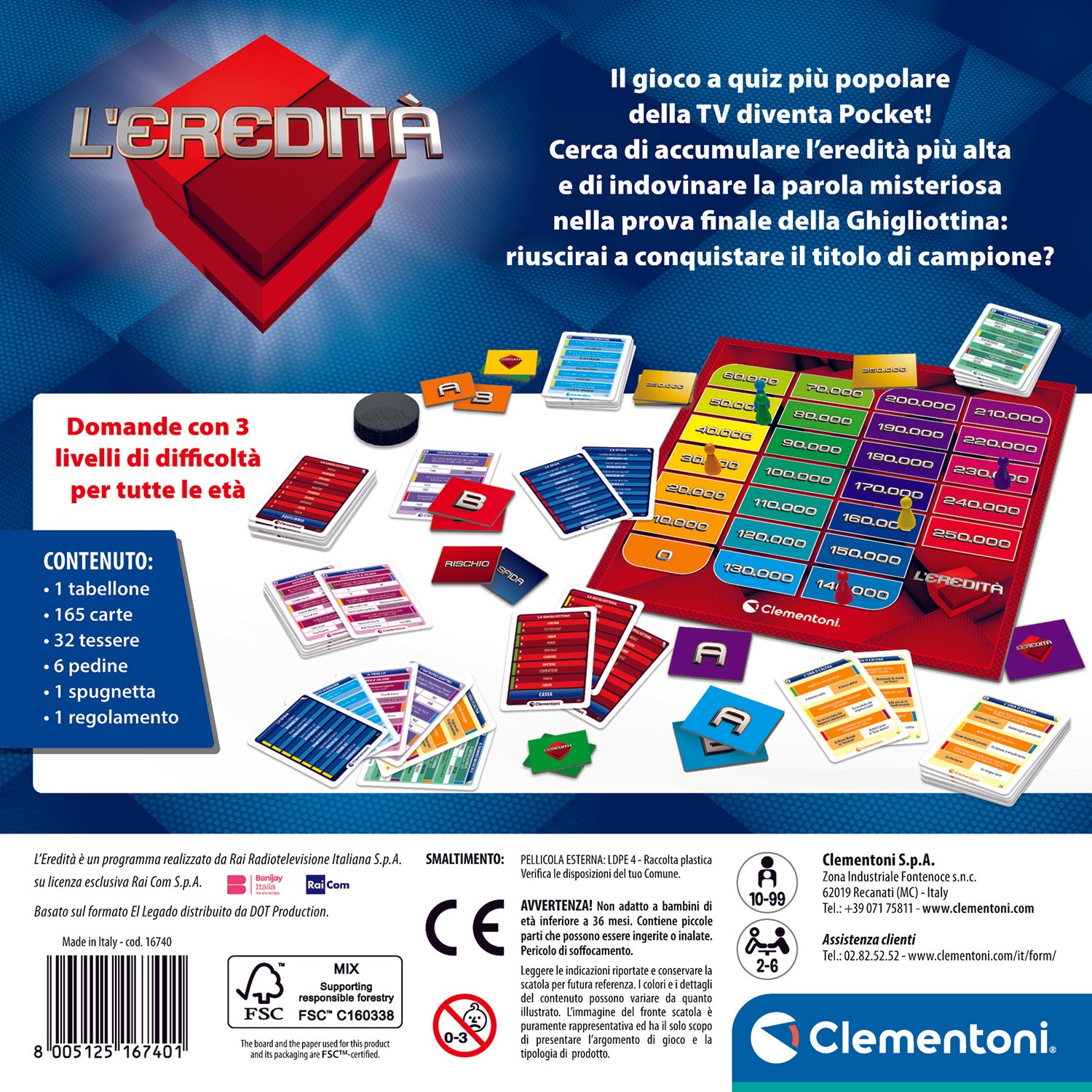 CLEMENTONI - L'Eredità Pocket Gioco da Tavolo - Il gioco ufficiale