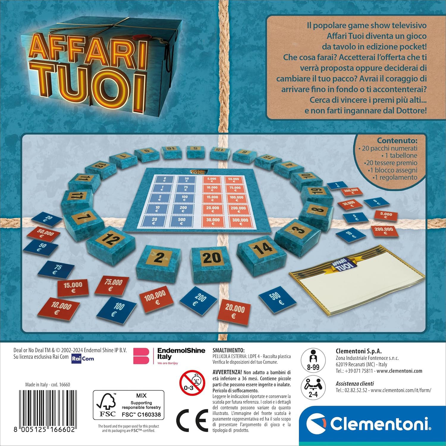 CLEMENTONI - Affari Tuoi RAI Pocket Gioco da Tavolo - Il gioco ufficiale