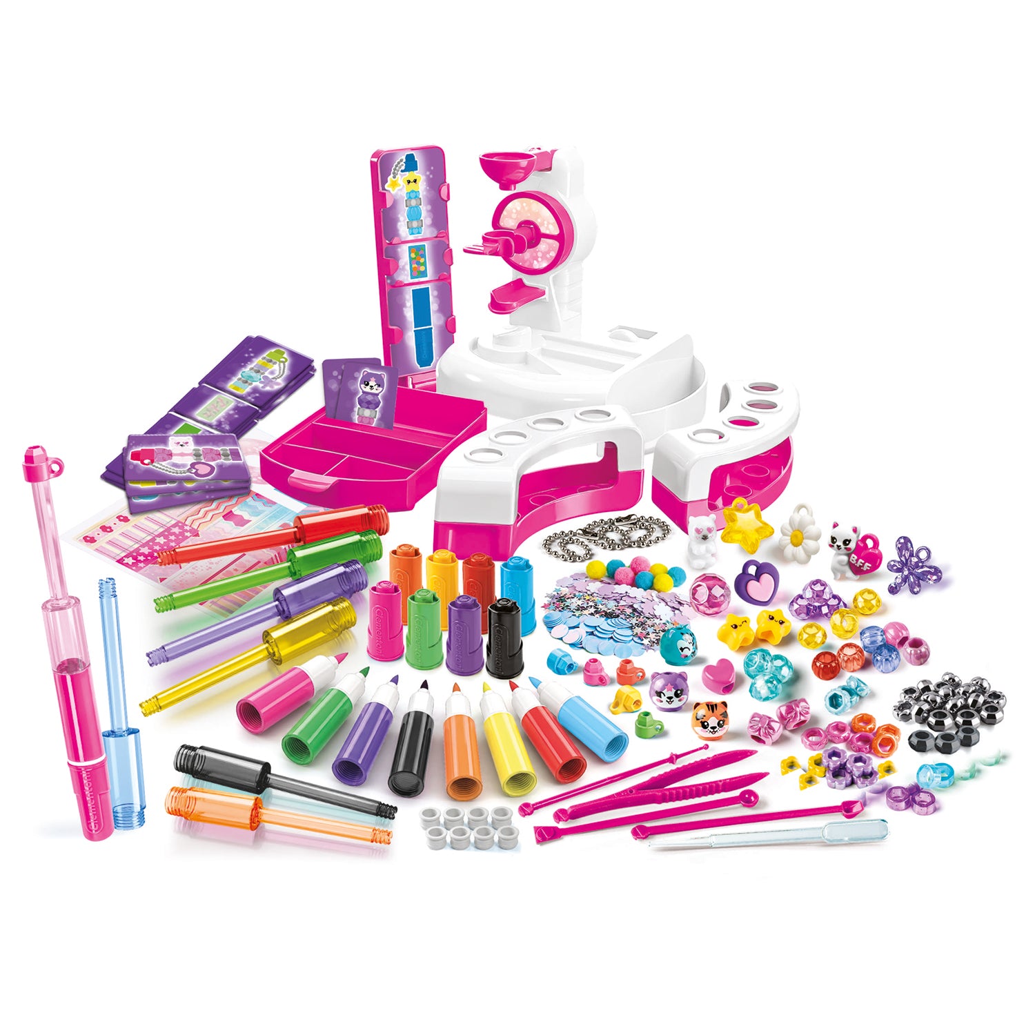 CLEMENTONI - L’Atelier dei Pennarelli Crea Idea 6+ Anni - Kit Creativo per Personalizzare 8 Pennarelli con oltre 100 Accessori