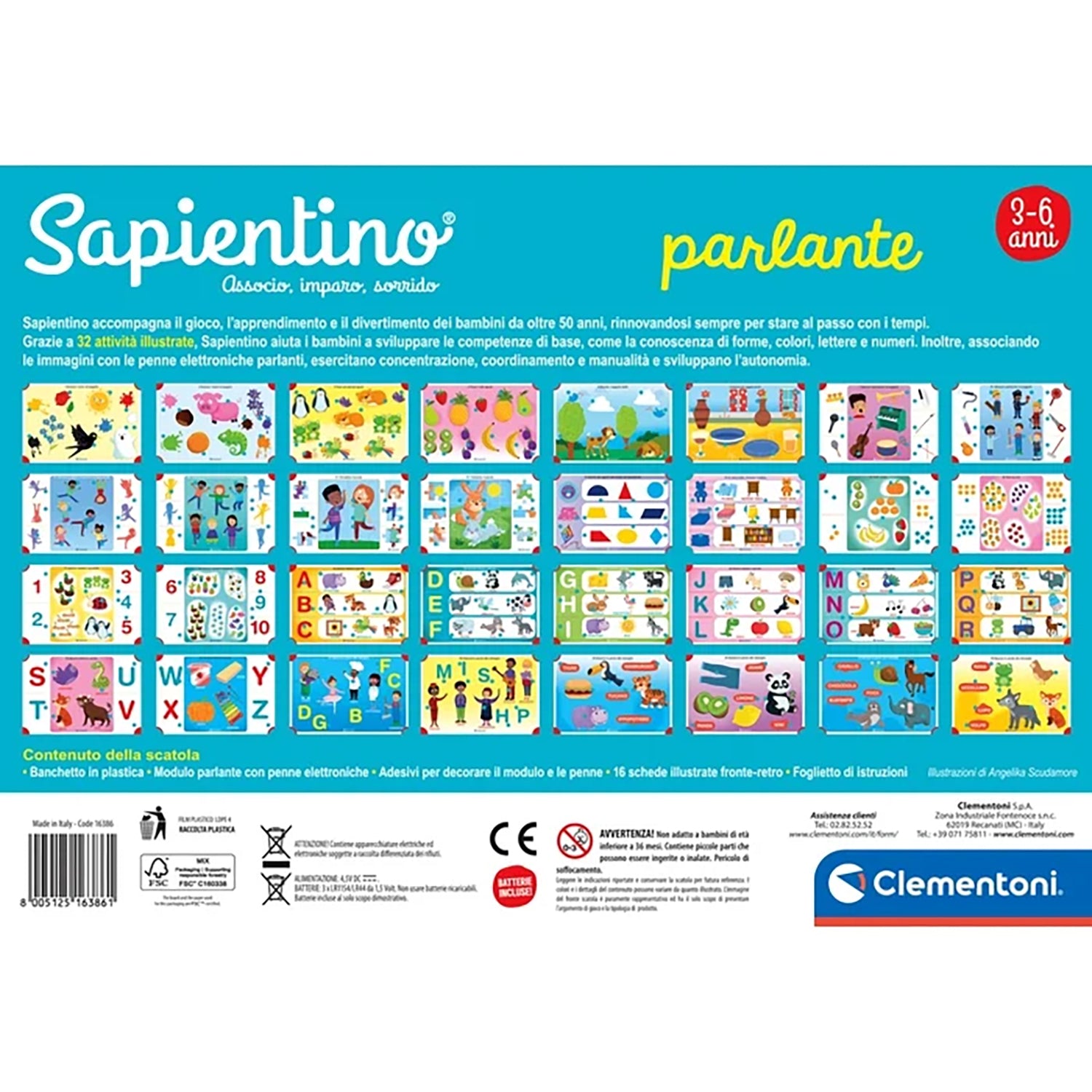 CLEMENTONI - Sapientino Parlante Gioco Educativo Interattivo con Penne Elettroniche, 32 Attività e 16 Schede 3+ Anni