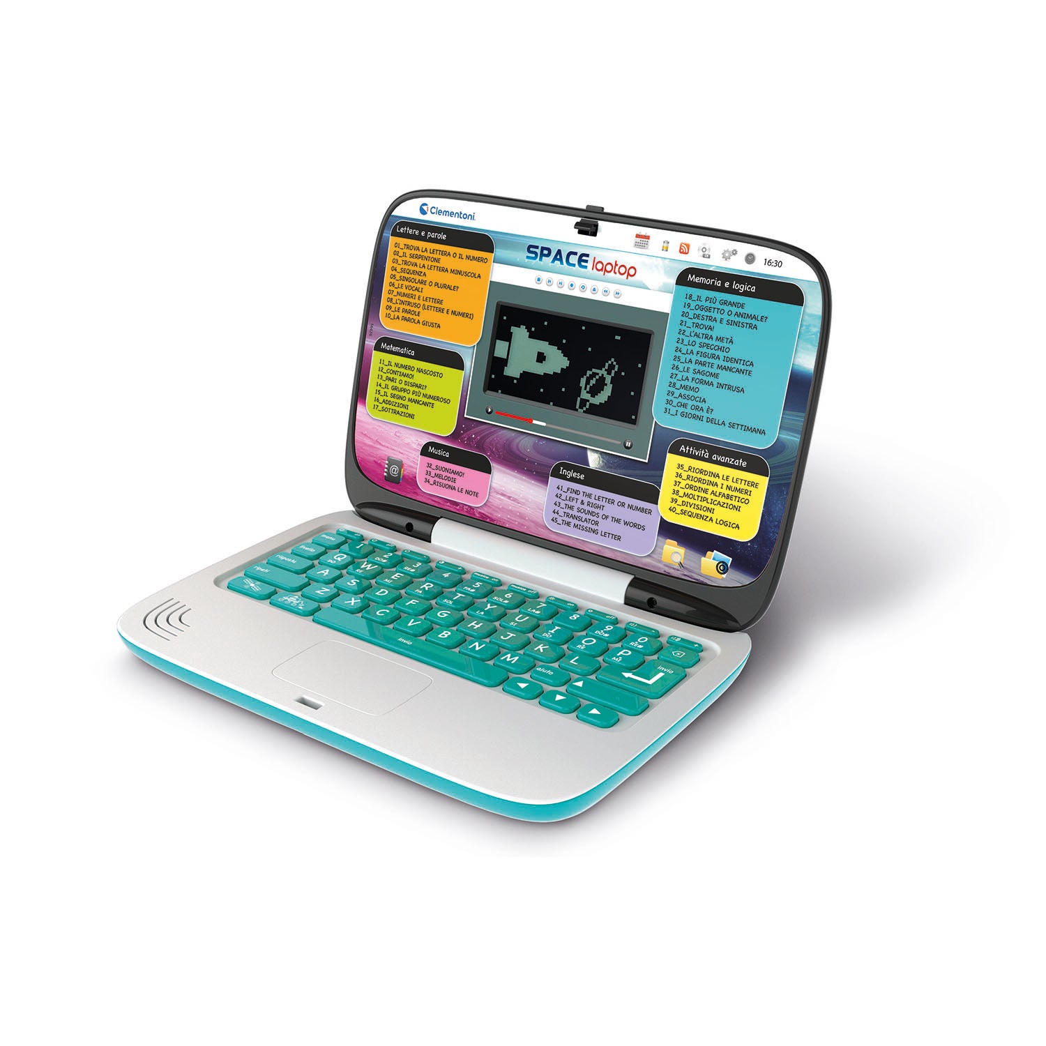 CLEMENTONI - Computer Kid Space Laptop - Laptop Educativo Interattivo 45 Attività