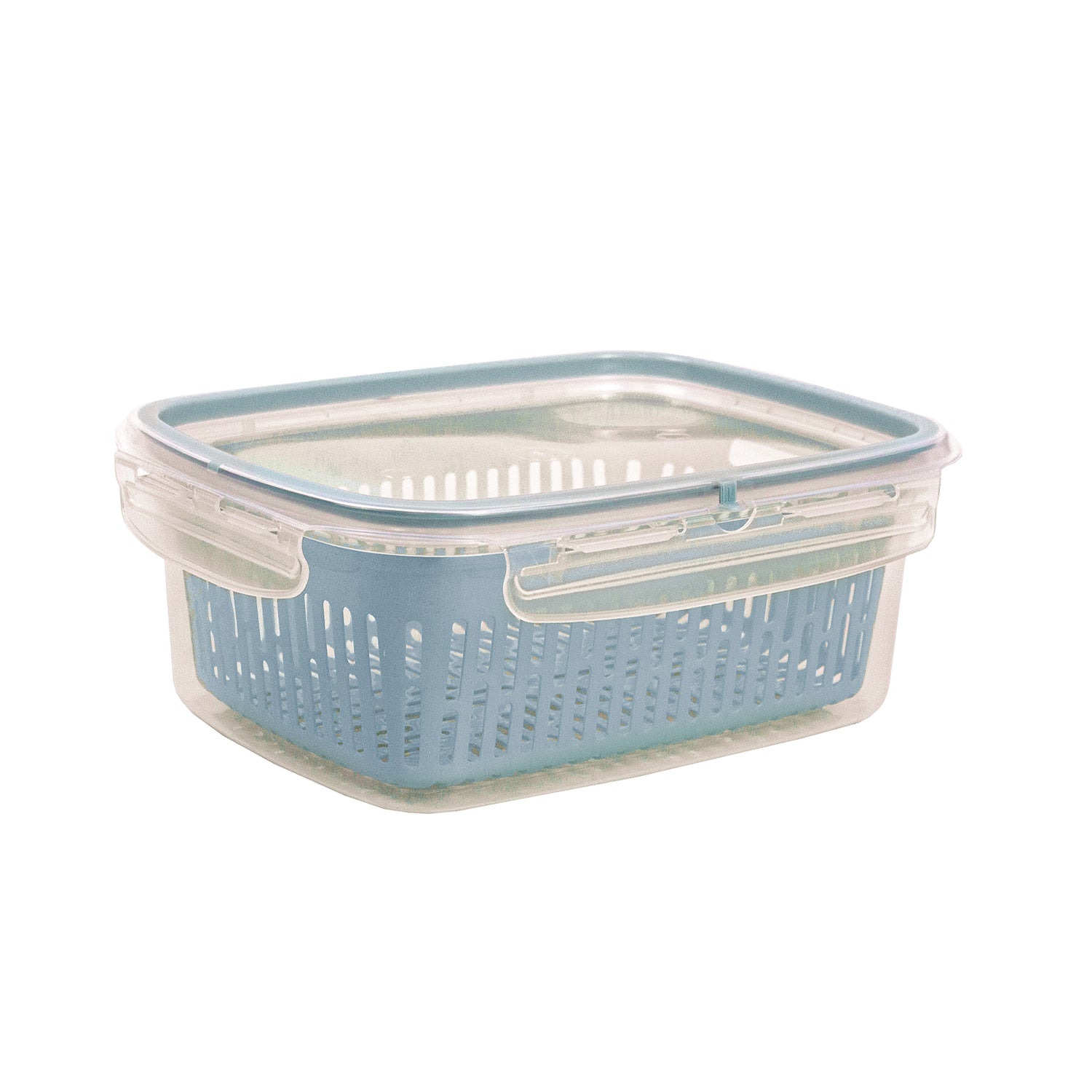 SNIPS - Contenitore Rettangolare Veggie SnipsLock con cestello 1,8 Litri Azzurro