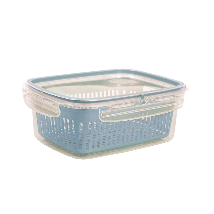 SNIPS - Contenitore Rettangolare Veggie SnipsLock con cestello 1,8 Litri Azzurro