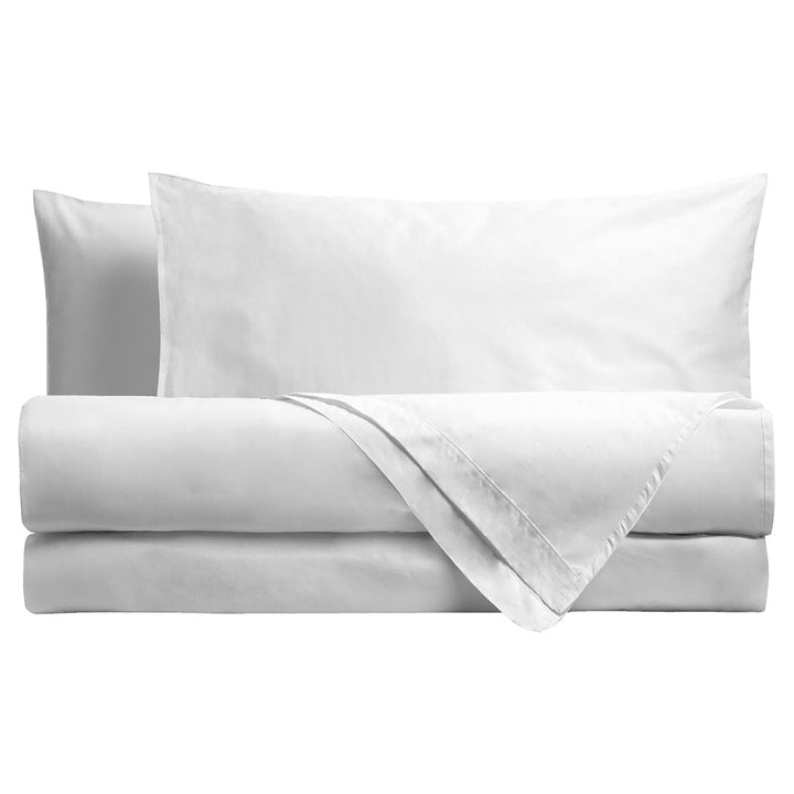 AMO LA CASA - Completo Letto Piazza e Mezza in Cotone Tinta Unita Bianco 3 Pezzi