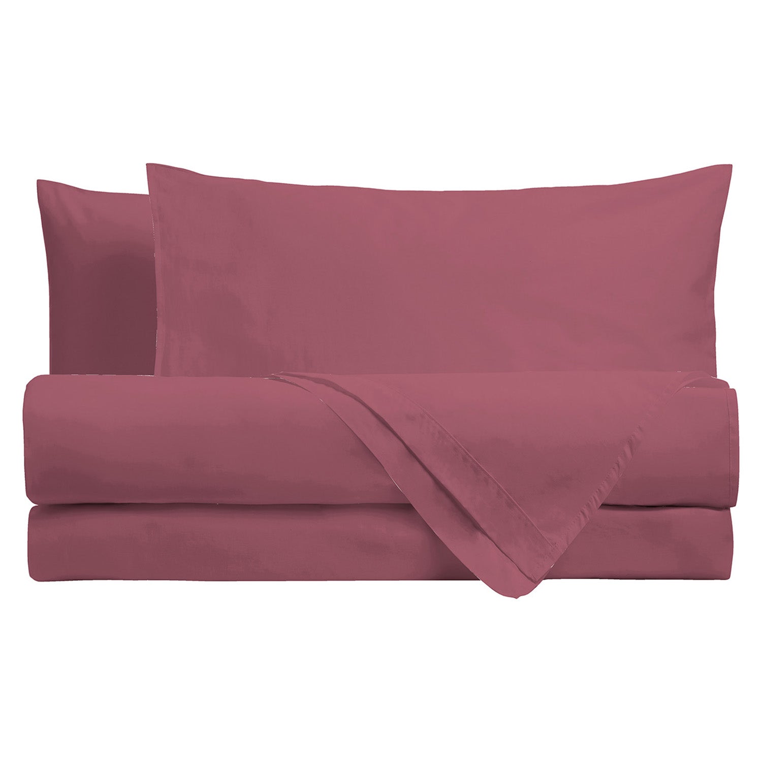 AMO LA CASA - Completo Letto Piazza e Mezza in Cotone Tinta Unita Burgundy 3 Pezzi